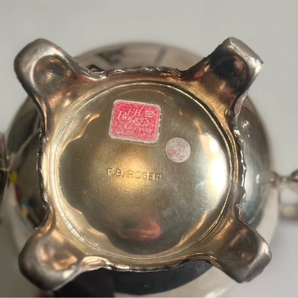 Vintage 1960’s F.B. Rogers Silver Plate Coffee/Tea Pot   w/Creamer & Tray 40 oz. - Picture 13 of 15